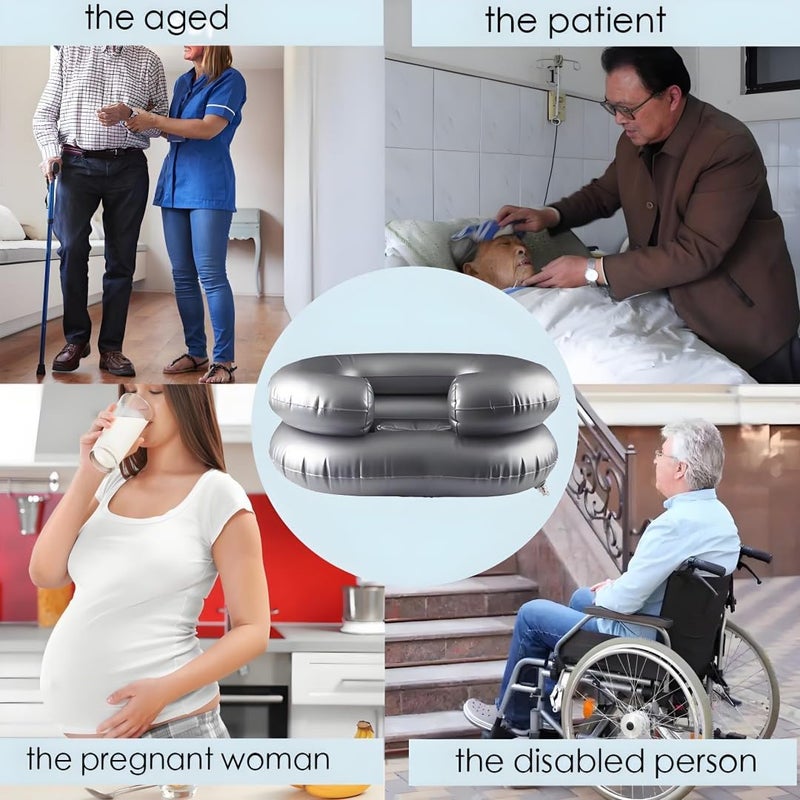Defemim Inflatable Shampoo Basin,Inflatable Hair Washing Basin Set,Portable Hair Washing Station for Home for Bedridden Patients, Pregnant Women,and Elderly - Silver - Image 5